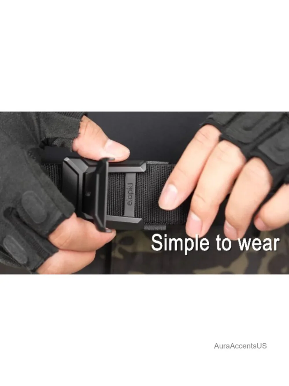 Men's Quick Release Tactical Belt, Stretch Nylon Web with Ratchet Buckle